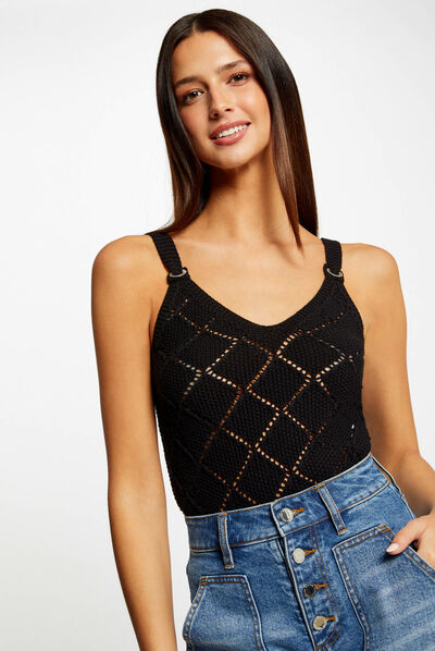 Jumper vest top with straps black ladies'
