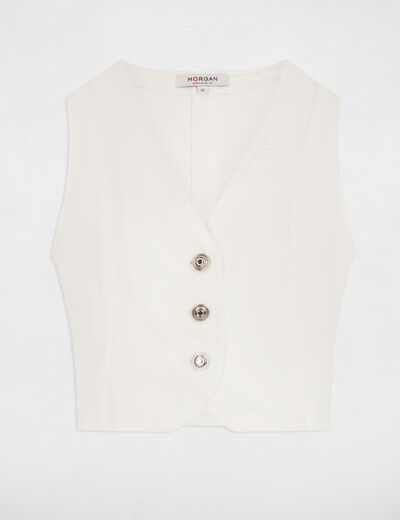 Denim sleeveless waistcoat white women