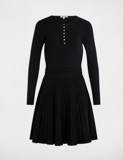 Knitted dress with round neck black women
