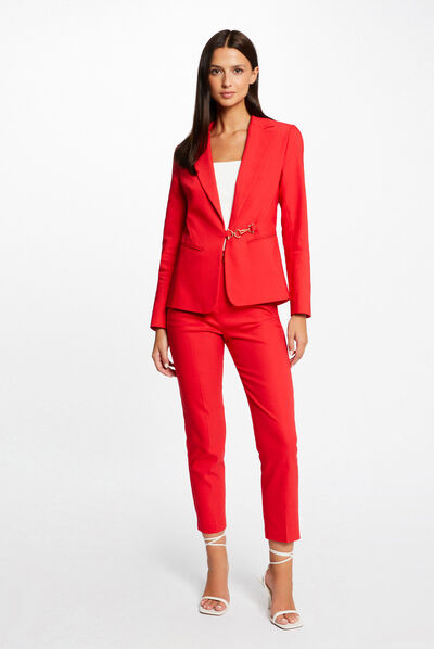 Waisted city jacket with buckle red ladies'