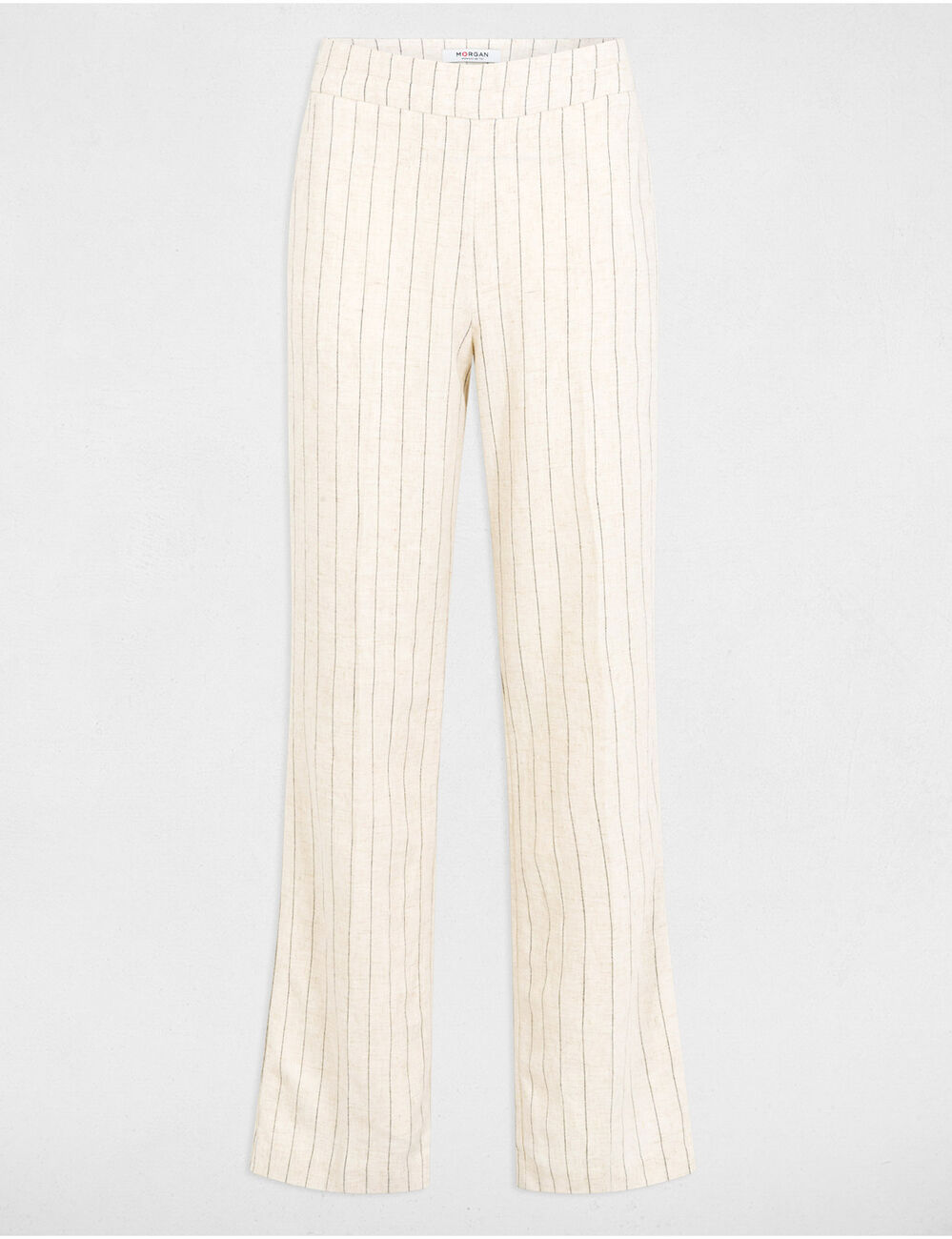 Striped wide leg trousers beige women