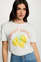 Printed t-shirt with round neck white women