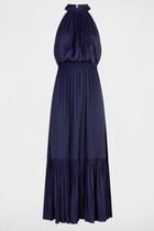 Maxi loose A-line dress navy blue women
