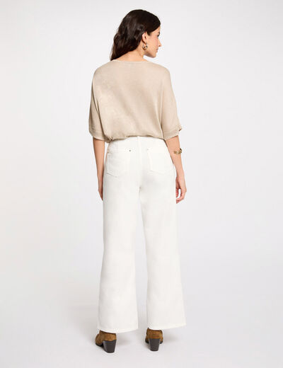 Jumper V-neck short sleeves sand women