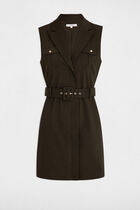 Belted waisted mini dress dark green women