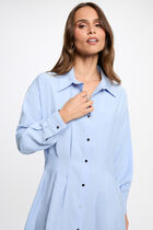 Pleated waist shirt dress sky blue women