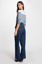 Pull manches longues à rayures bleu ciel femme