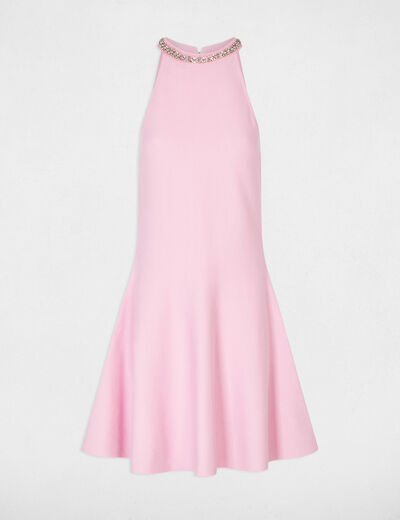 Knitted trapeze dress light pink women