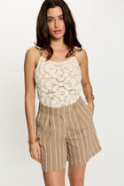 Fitted top with thin straps light beige women