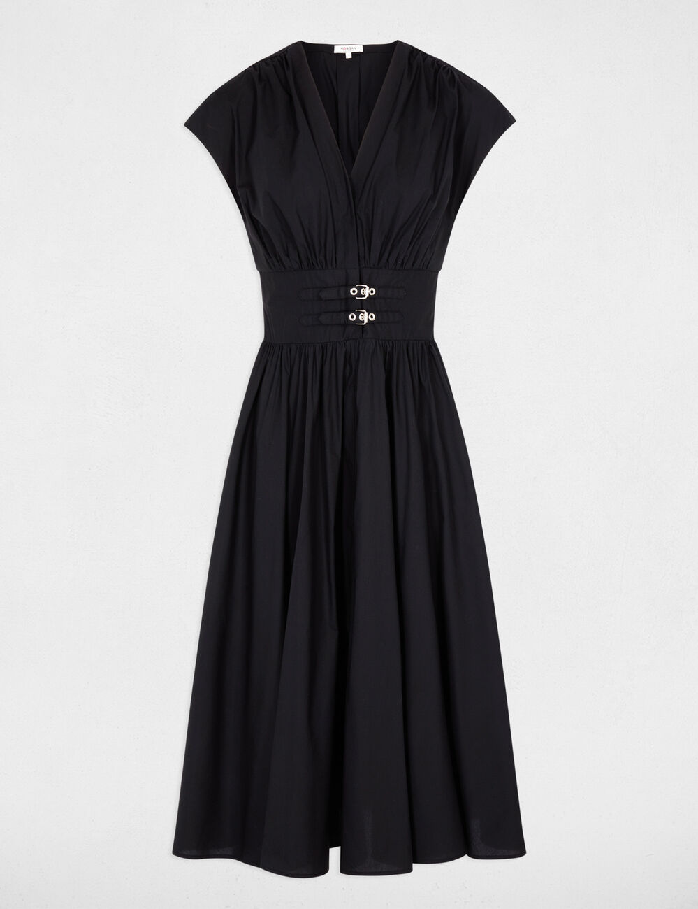 Mid-length dress with V-neck black women