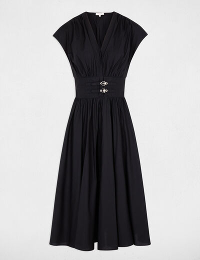 Mid-length dress with V-neck black women