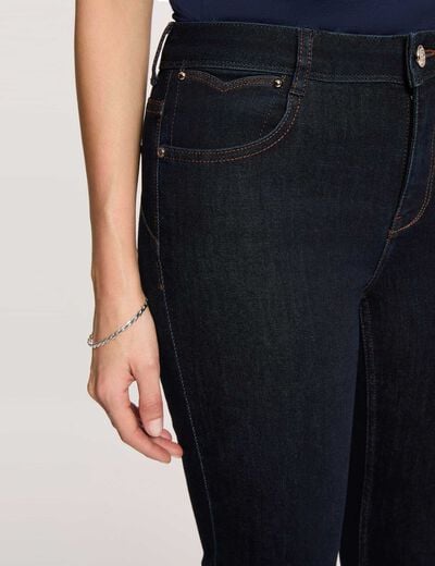 High-waisted straight jeans raw denim women