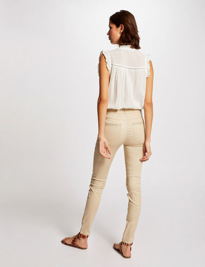 Slim trousers with wet effect sand women