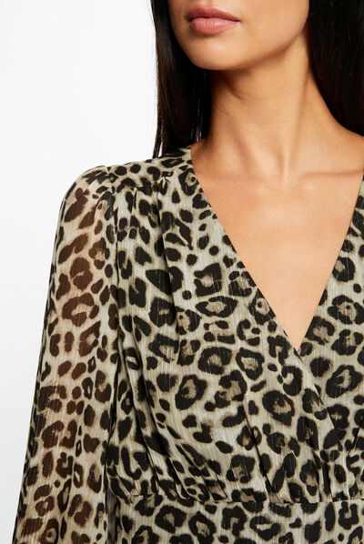 Midi wrap dress leopard print multico ladies'