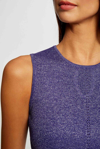 Jumper vest top metallised threads purple ladies'