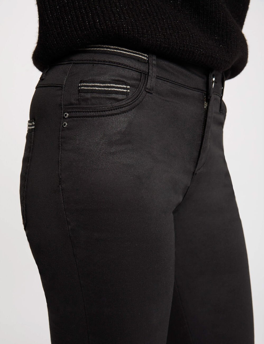 Slim trousers with wet effect black women