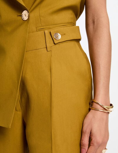 Peg trousers with darts khaki green women
