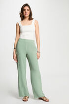 Loose wide leg trousers light green women