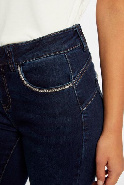 Slim jeans with chain details raw denim ladies'
