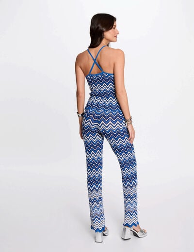 Printed knitted trousers electric blue women