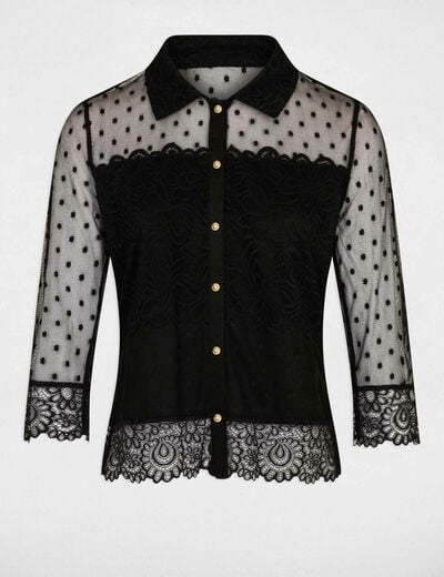 3/4-length sleeved t-shirt dobby spot black women
