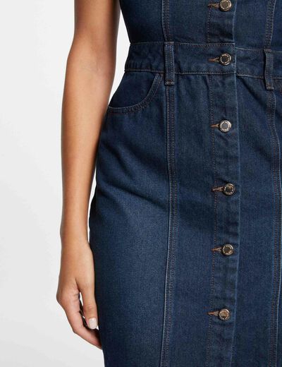 Short fitted denim dress raw denim women