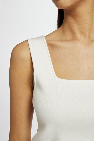 Jumper vest top wide straps ecru ladies'