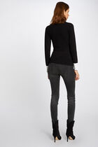 Long-sleeved jumper with double collar black women