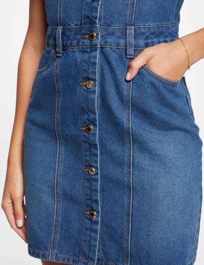 Short fitted denim dress stone denim women