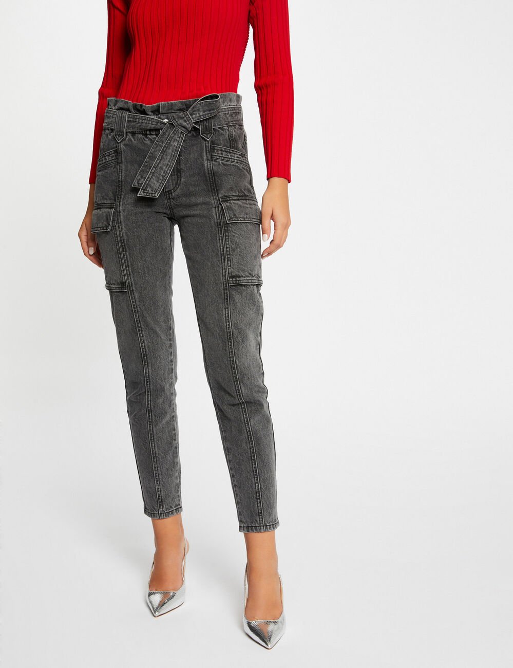 Cargo slim cropped jeans mid-grey women