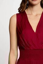 Robe courte droite fluide rouge foncé femme