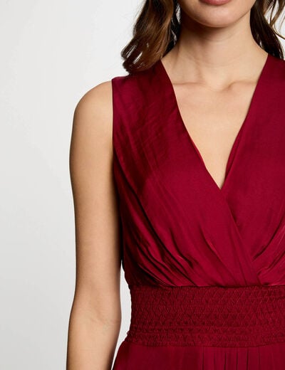 Mini loose straight dress dark red women