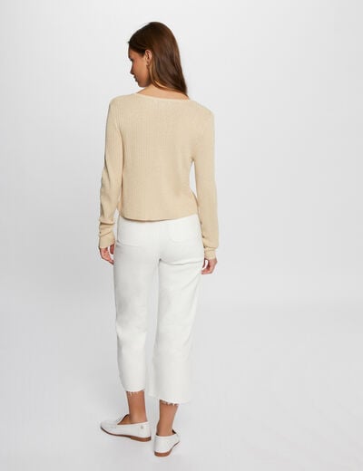Long-sleeved cardigan V-neck gold yellow women