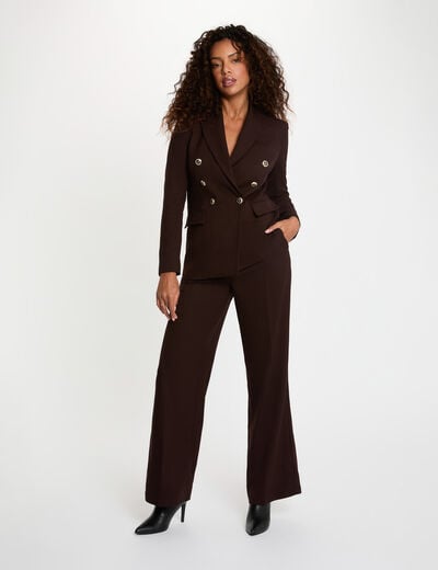 High-waisted wide-leg trousers dark brown women