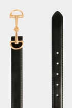 Slim faux leather belt black women