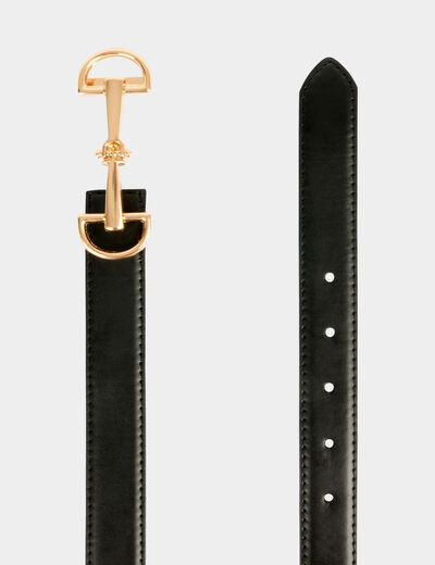 Slim faux leather belt black women