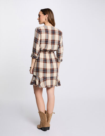 Checked wrap dress multicolor women