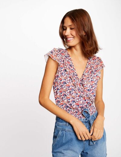 Short-sleeved t-shirt floral print pink women