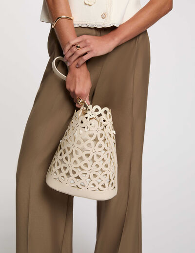 Cut-out bucket bag white women