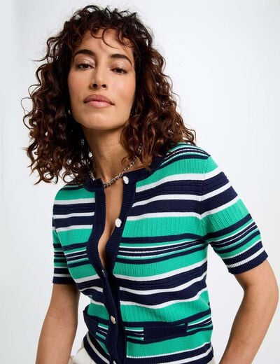 Striped jumper short-sleeves multicolor women