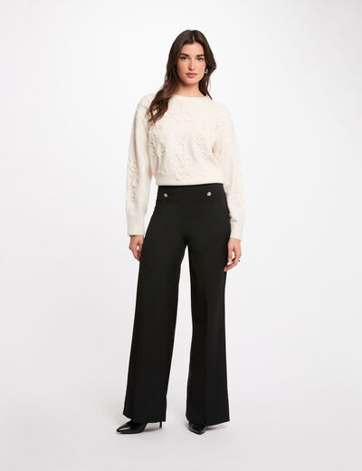 High-waisted wide-leg trousers black women