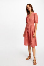 Straight dress with paisley print rust women