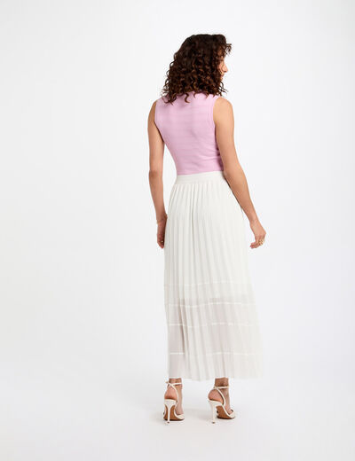 Maxi pleated A-line skirt ivory women