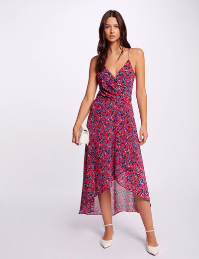Maxi dress abstract print medium red women