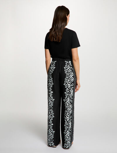 Flowy printed trousers black women