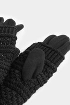Gants en maille avec strass noir femme