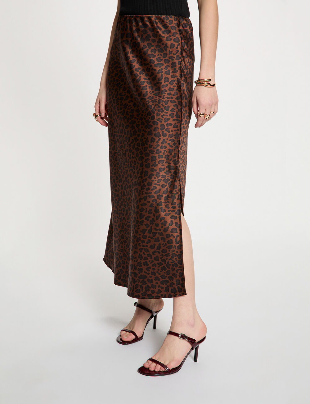Satin long skirt multicolor women