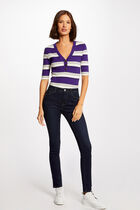 Short-sleeved jumper with stripes purple women