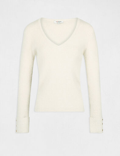 pull manches longues avec col en v ivoire femme Pull manches longues avec col en V ivoire femme