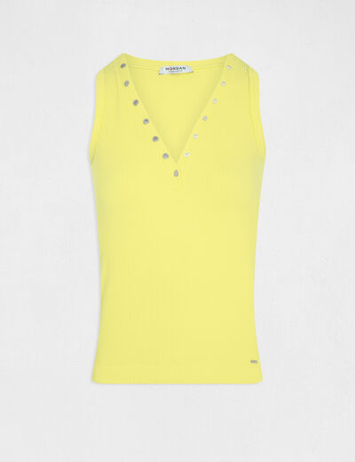 Ribbed vest top with wide straps yellow ladies'